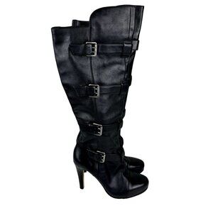 Saks Fifth Avenue Leather Tamra Knee High Boots Black 9M